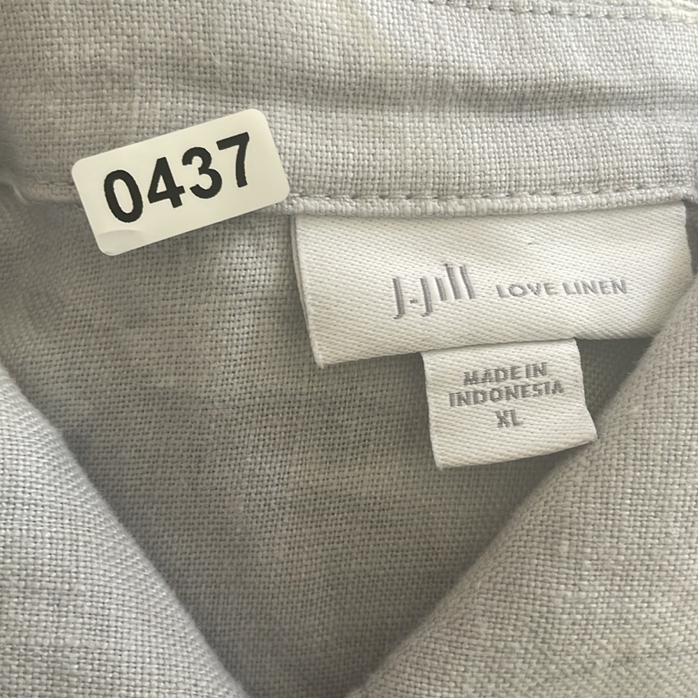 J.Jill Love Linen XL 100% Linen Button Front Shacket Oversized Gray Lagenlook - Picture 5 of 5